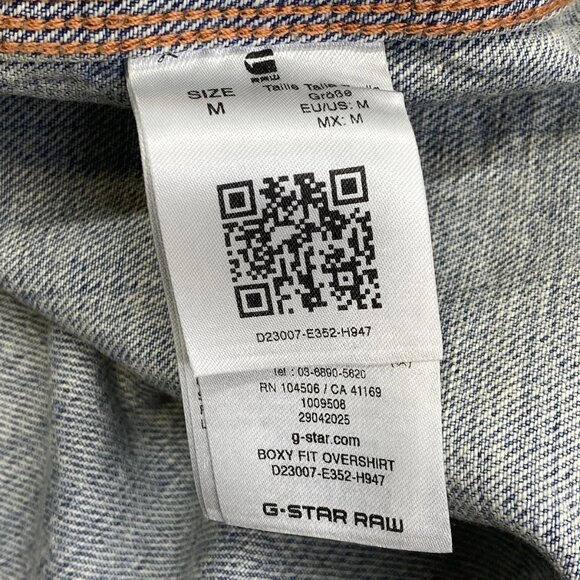 G-Star Raw Men’s Vintage Bornite Overshirt Size M Blue Boxy Fit Denim Button-Up - Picture 2 of 13